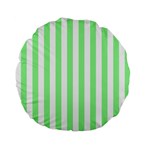 Vertical Stripes - White and Light Green Standard 15  Premium Flano Round Cushion