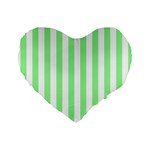 Vertical Stripes - White and Light Green Standard 16  Premium Heart Shape Cushion