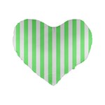 Vertical Stripes - White and Light Green Standard 16  Premium Flano Heart Shape Cushion