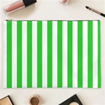 Vertical Stripes - White and Lime Green Cosmetic Bag (XXL)