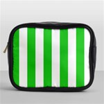 Vertical Stripes - White and Lime Green Mini Toiletries Bag (One Side)