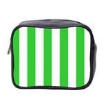 Vertical Stripes - White and Lime Green Mini Toiletries Bag (Two Sides)