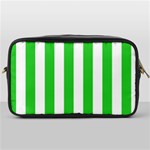 Vertical Stripes - White and Lime Green Toiletries Bag (One Side)