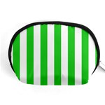 Vertical Stripes - White and Lime Green Accessory Pouch (Medium)