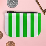 Vertical Stripes - White and Lime Green Mini Coin Purse