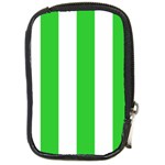 Vertical Stripes - White and Lime Green Compact Camera Leather Case