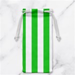 Vertical Stripes - White and Lime Green Jewelry Bag