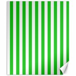 Vertical Stripes - White and Lime Green Canvas 8  x 10 