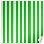 Vertical Stripes - White and Lime Green Canvas 12  x 12 