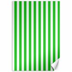 Vertical Stripes - White and Lime Green Canvas 12  x 18 