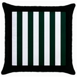 Vertical Stripes - White and Deep Green Throw Pillow Case (Black)