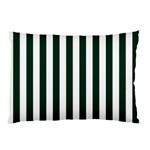 Vertical Stripes - White and Deep Green Pillow Case (One Side)