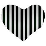 Vertical Stripes - White and Deep Green Large 19  Premium Heart Shape Cushion