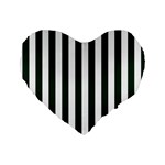 Vertical Stripes - White and Deep Green Standard 16  Premium Heart Shape Cushion