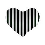 Vertical Stripes - White and Deep Green Standard 16  Premium Flano Heart Shape Cushion