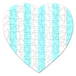 Vertical Stripes - White and Celeste Cyan Jigsaw Puzzle (Heart)