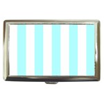 Vertical Stripes - White and Celeste Cyan Cigarette Money Case