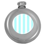 Vertical Stripes - White and Celeste Cyan Hip Flask (5 oz)