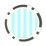 Vertical Stripes - White and Celeste Cyan Poker Chip Card Guard