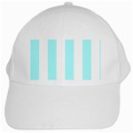 Vertical Stripes - White and Celeste Cyan White Cap