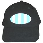 Vertical Stripes - White and Celeste Cyan Black Cap