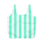 Vertical Stripes - White and Aquamarine Full Print Recycle Bag (M)