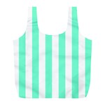 Vertical Stripes - White and Aquamarine Full Print Recycle Bag (L)