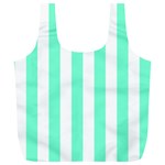 Vertical Stripes - White and Aquamarine Full Print Recycle Bag (XL)