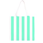 Vertical Stripes - White and Aquamarine Grocery Light Tote Bag