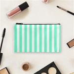 Vertical Stripes - White and Aquamarine Cosmetic Bag (S)