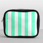 Vertical Stripes - White and Aquamarine Mini Toiletries Bag (One Side)