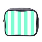 Vertical Stripes - White and Aquamarine Mini Toiletries Bag (Two Sides)