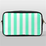 Vertical Stripes - White and Aquamarine Toiletries Bag (One Side)