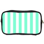 Vertical Stripes - White and Aquamarine Toiletries Bag (Two Sides)