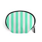 Vertical Stripes - White and Aquamarine Accessory Pouch (Small)