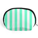 Vertical Stripes - White and Aquamarine Accessory Pouch (Medium)