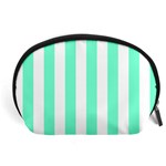 Vertical Stripes - White and Aquamarine Accessory Pouch (Large)