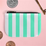 Vertical Stripes - White and Aquamarine Mini Coin Purse