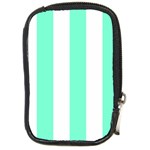 Vertical Stripes - White and Aquamarine Compact Camera Leather Case