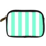 Vertical Stripes - White and Aquamarine Digital Camera Leather Case