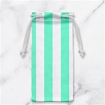 Vertical Stripes - White and Aquamarine Jewelry Bag