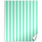 Vertical Stripes - White and Aquamarine Canvas 11  x 14 