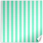 Vertical Stripes - White and Aquamarine Canvas 12  x 12 