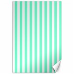 Vertical Stripes - White and Aquamarine Canvas 12  x 18 