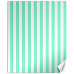 Vertical Stripes - White and Aquamarine Canvas 16  x 20 