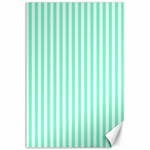 Vertical Stripes - White and Aquamarine Canvas 24  x 36 