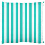 Vertical Stripes - White and Turquoise Large Cushion Case (One Side)