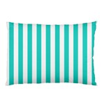 Vertical Stripes - White and Turquoise Pillow Case (Two Sides)