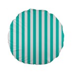 Vertical Stripes - White and Turquoise Standard 15  Premium Flano Round Cushion