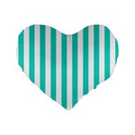 Vertical Stripes - White and Turquoise Standard 16  Premium Heart Shape Cushion